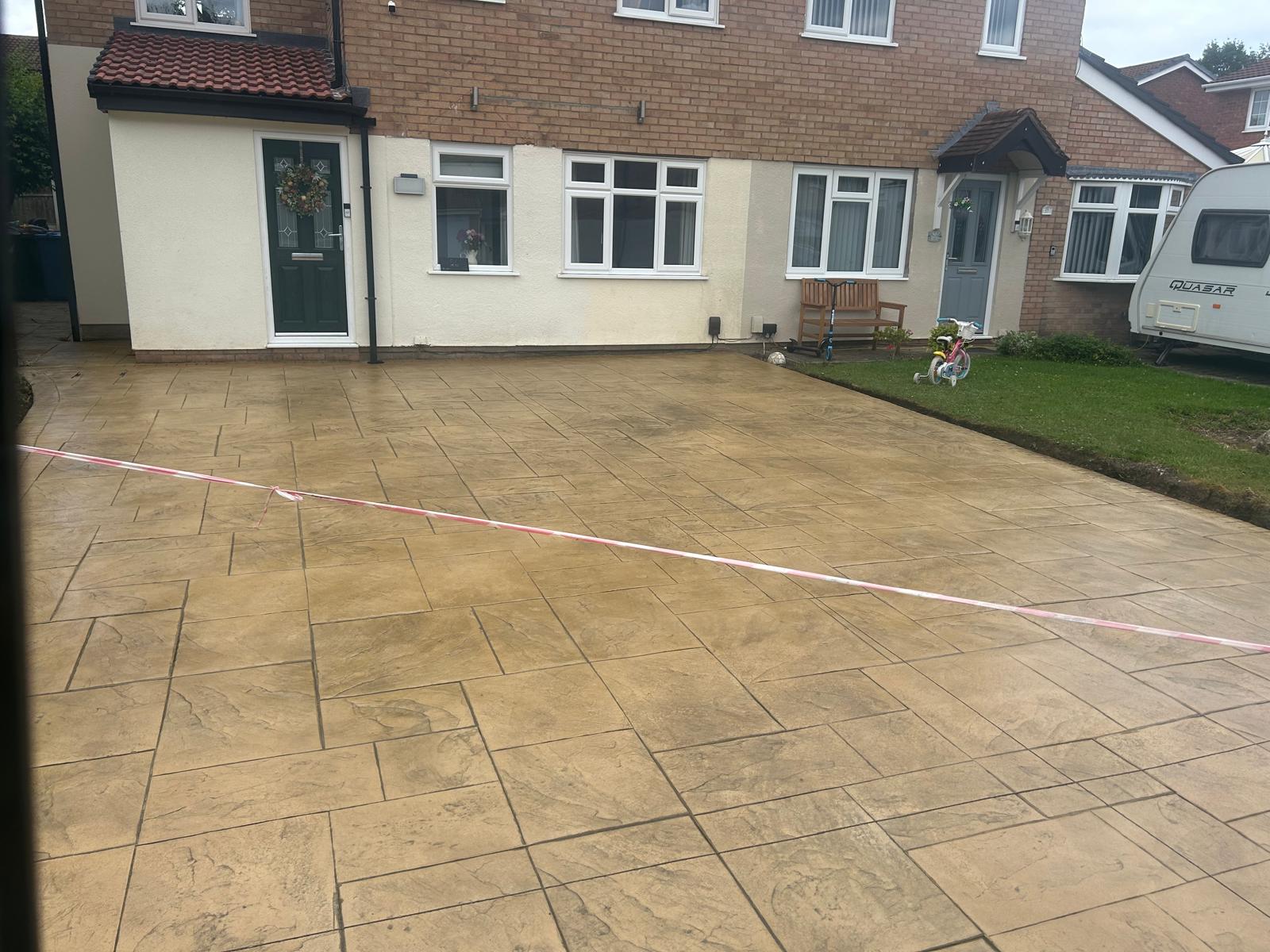 Sand effect imprinted concrete driveway, Warrington